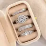 Women's Elegant Rhinestone Bridal Ring Set, Exquisite Trendy Ring Set, Stunning Ring Set, Fashionable Jewelry for Engagement, Anniversary or Wedding Party, Stackable Rings, Beautiful Rings