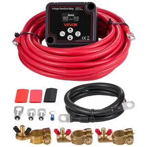 【Summervibes】VEVOR Dual Battery Isolator Kit, 12V 140 Amp, Manual and Automatic VSR Voltage Sensitive Relay with Voltmeter, LCD Screen, Smart Battery Isolator, Compatible with Lead-Acid Batteries, for UTV, ATV