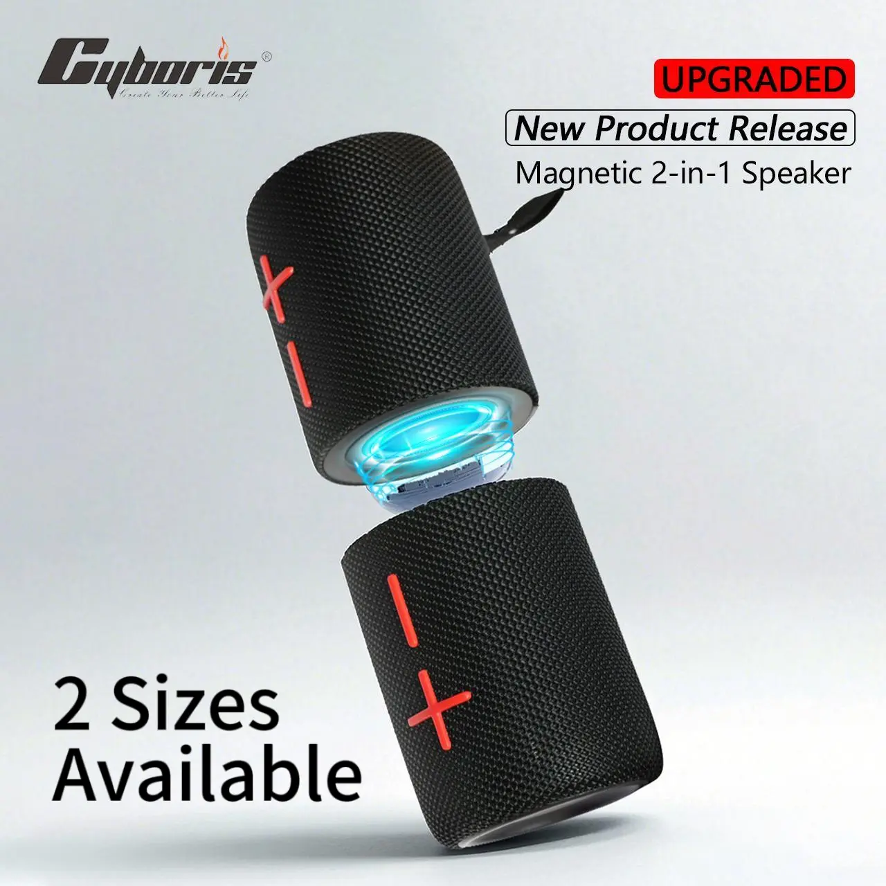 Cyboris Magnetic/Twist Portable Bluetooth Speaker with Subwoofer 20W/40W 2-in-1 Bluetooth Speaker Modern Style Bluetooth 5.3 Connection Use it while traveling. A must-have for music lovers who want to catch up on TV Audio Black, SummerWins DealsForYouDays