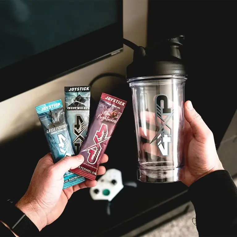 4XP Starter Kit - Caffeinated Sports Energy Drink Kit with 4XP Shaker Bottle with Blue Raspberry, Watermelon, White Gummy Flavors  - Energy Beverage for All Ages - Includes Grave Walker, Ultra Nightmare, and Legendary