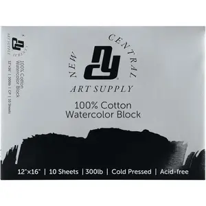 Watercolor Block, 300 lb Cold Press 12"x16", 10 Total Sheets, Archival Watercolor Paper for Artists, Gelatin Sized, Durable Water Color Paper, Suitable for Wet and Dry Media