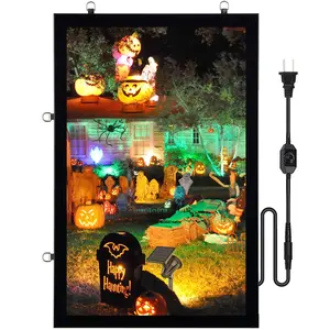 Father's Day Gift VEVOR LED Poster Frame in Black, 24" x 36" Photo Frame, Sidewalk Sign for Advertising Display, Picture Aluminum Frame with Backlighting LED Light Box, Horizontal & Vertical Formats for Wall, Single