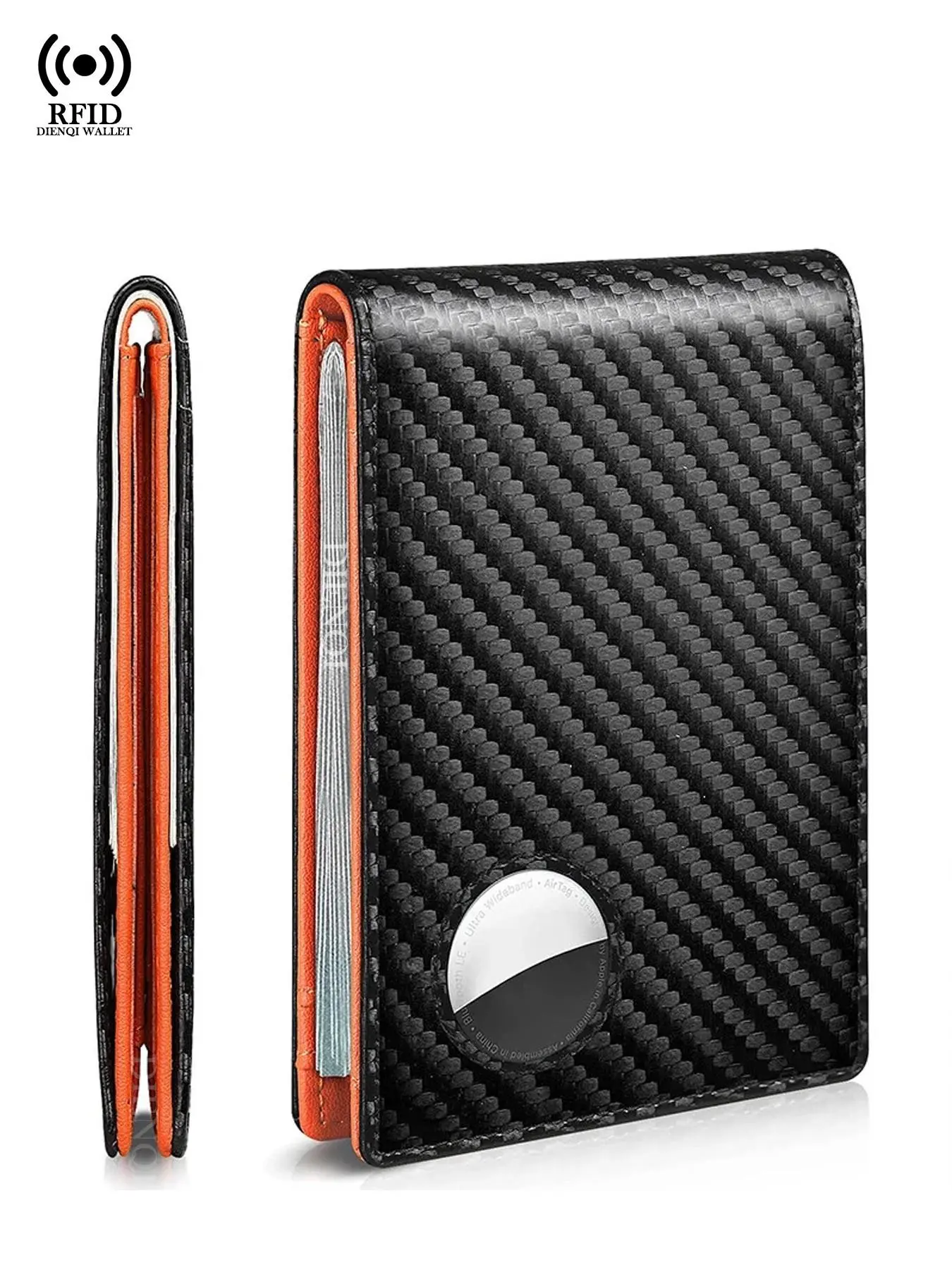 Minimalist RFID Blocking Bifold Wallet, Carbon Fiber Business Wallet, Credit Card Holder, Airtag Tracker Compatible, Daily Use Money Bag Clip, Anti Theft Wallet, Minimalistic Rfid Wallet