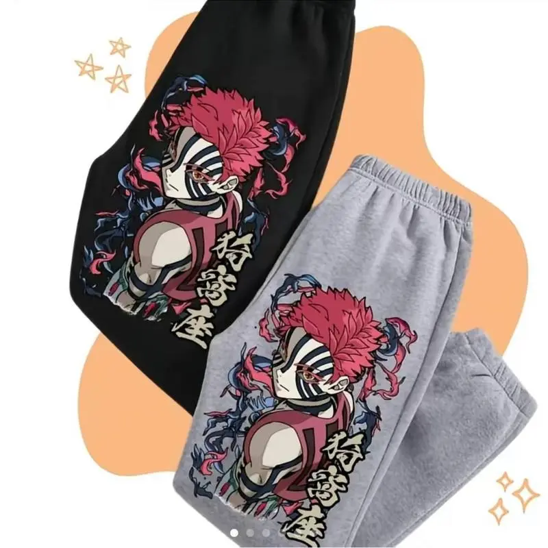 Demon Slayer Movie Characters Sweatpants, Akaza Sweatpants -Inspired Heavy Blend Graphic Pants in Black & Grey Sizes S-3XL Comfortable & Stylish Design Perfect Gift