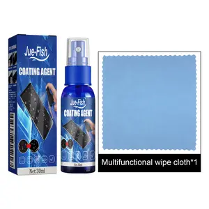 Jue-Fish Screen Coating Agent Spray-Based All-Purpose Cleaner with Cloth, Anti-Scratch, Anti-Fingerprint, Hydrophobic & Oleophobic Glass Protection for Smartphones/Cellphones, Spray-Based All-Purpose Cleaners
