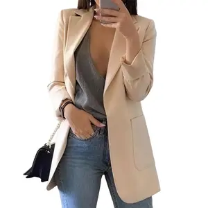 Plus Size Red Casual Blazer Longline Suit Jacket for Spring Fall Fashionable Versatile Dress Up or Down Womenswear Chic Elegance Fit