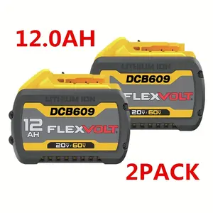 High-Quality 2 Pack 12.0Ah For DEWALT FLEXVOLT 20V 60V MAX Lithium-Ion Battery Portable Power Tools