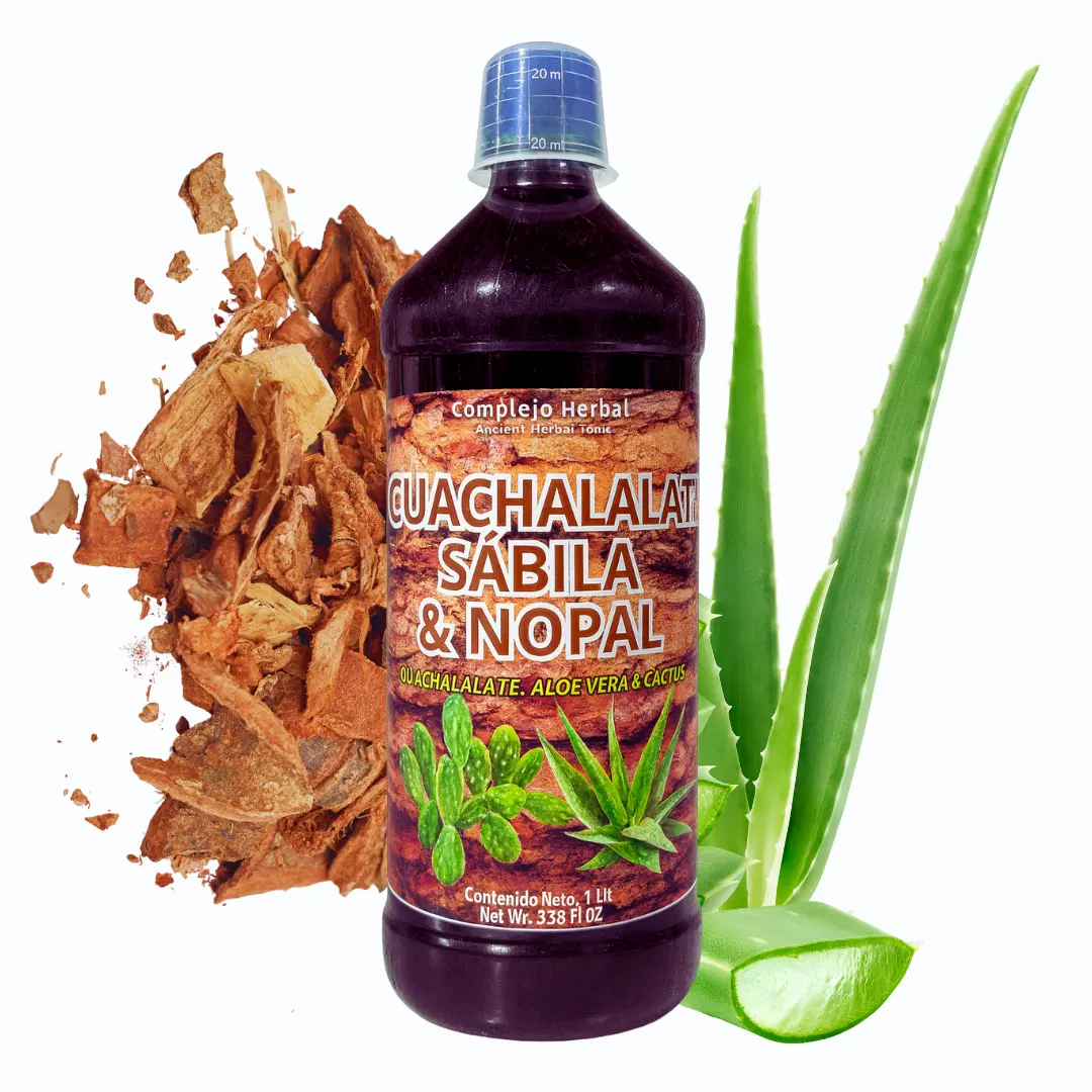 New Tonico Viral - Cuachalalate + Sabila (Aloe) + Nopal Cactus - Juice Tonic- Jugo Tonico Premium Para Digestion -   de 1 litro (33.3Fl Oz) Herbal Fitness