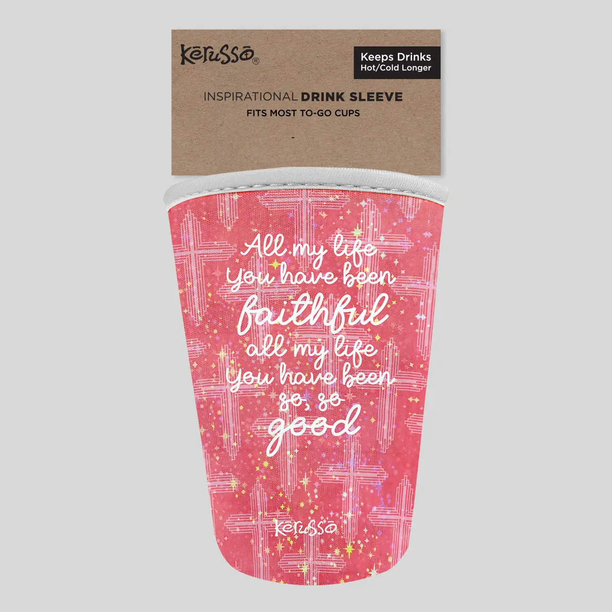 Kerusso Insulated Lightweight Lyrics Print Portable Reusable Cup Sleeve, Daily Use Kitchenware Drinkware Accessory That Fits Most Cups, Drink Sleeve