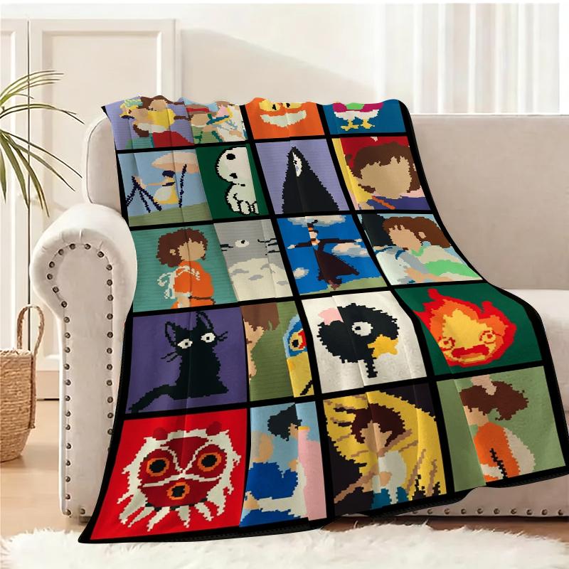Studio Ghibli Anime Blanket Soft Funny Throw Blanket Cozy Lightweight Plush Portable Cover Blanket For Sofa,Warm Gift For Birthday,Christmas,Multiple Blanket