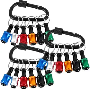 Bit Holder Key Chain Carabiner Drill Bit Holder 18 count 1/4 inch Hex  Bit Holders Portable  Alloy Bits Holder Quick Release Gifts for Men (18Pcs)