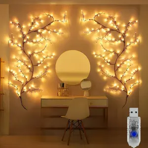 LED Lights Pre-Lit Faux Vine Branch Lights Cascading Twinkle Lights Decorative Garland, Rattan Lights Decorative, Willow Rattan Lights, Indoor Room Decorations, Wall Decorations for Bedroom Living Room Decorative Recessed Lighting