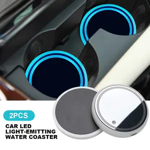 Joytutus LED Eco-Friendly 7-Color Cup Coaster with Cup Holder Mat & Bottle Sensor Light — Universal Car Interior Ambient Accessory