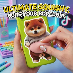 6PCS 3D Squeeze Belly Animal Sticker, Soft Silicone Squishy Anti-Collision Pad for Door Handle, Slow Rebound Stress Relief Toy, Cute Shiba Inu/Cat Decor for Wall/Phone/Laptop, Noise Reduction Wall Protector, Funny Gift for Kids Adults tiktokshopspringglow