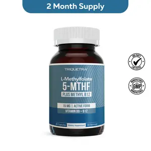 L-Methylfolate 15mg Professional Strength, Active 5-MTHF Form-Supports Mood, Methylation, Cognition–Bioactive forms of Vitamin B9 & B12 (60 Capsules) fitness dietary
