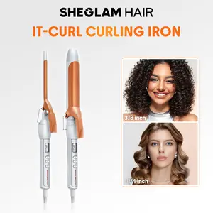 【BOGO SALE】SHEGLAM HAIR Curling Iron 1 ¼, 1, 3/8 inch, Long Barrel Curling Iron with LED Display & 5 Temperature Settings, Quick Preheating, Auto Off Suitable for All Hair Types-Effortlessbeauty- Coachella
