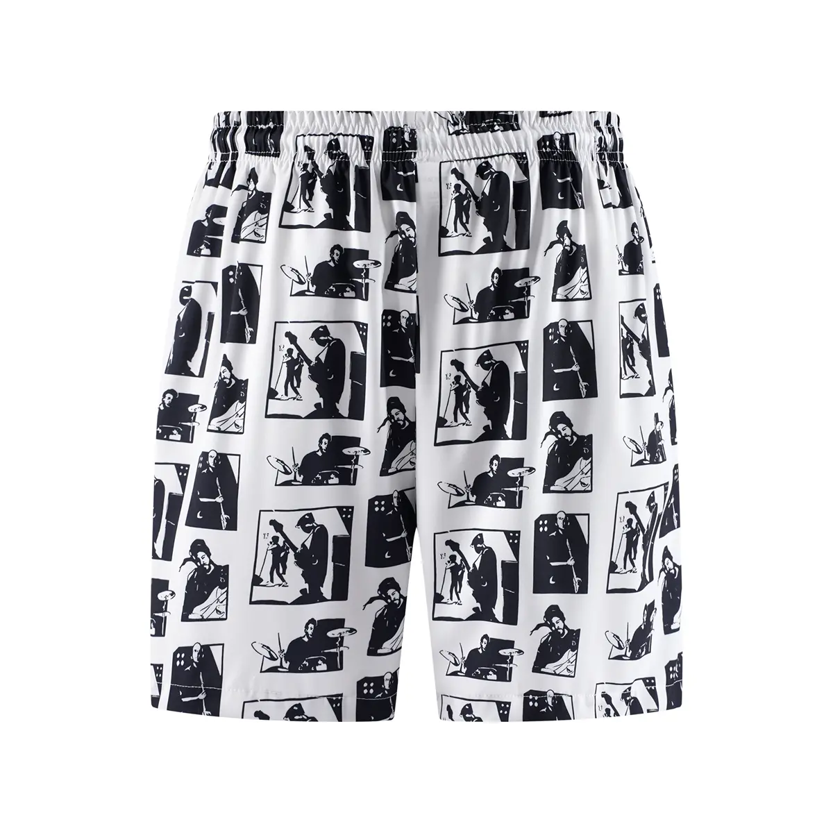 Men's Vintage Rock Band Print Quick-Dry Breathable Lightweight Swim Trunks - Drawstring Waist, Machine Washable Beach Shorts for Summer Vacation, 2XL