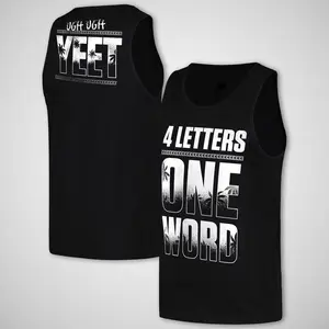 Gildan Men's Classic Graphic Tank Top - WWE Jey Uso 4-Letter 1-Word YEET Print, 100% Cotton Soft Fabric, Loose Breathable Sleeveless Hemmed Casual Day Workout Menswear