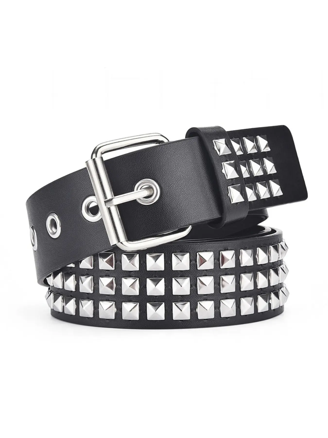 Punk Style Studded Decor PU Leather Belt, Fashion Belt for Party, Daily Clothing Decor, Trendy All-match & Exquisite Belt for Birthday Gift, Studded Belt Buckle, Stylish Belts