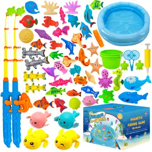 Kiditos Magnetic Fishing Bath Toys Game Set,Swimming Fish Toys for Bathtub,Water Table Bathtub Toys for Toddlers Kids Age 3-6, Pool Toys for Pretend Play&Education Teaching&Learning Colors