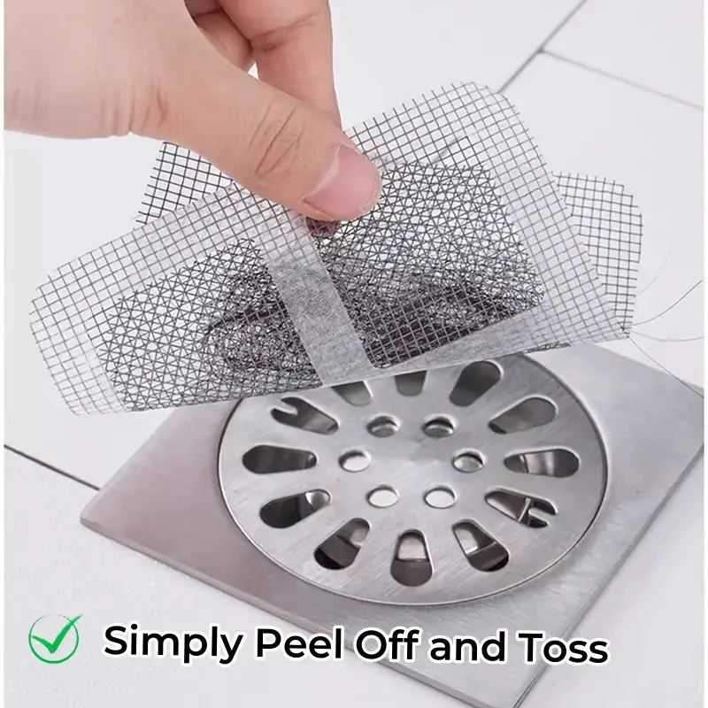Disposable Self-Adhesive Floor Drain Filter Sticker, Easy Apply Hair Catching Screen, Pipe Protection Gadget Prevents Clogs for Households’ Bathtub, Kitchen Sink, Laundry Room