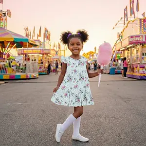 Organic Cotton Ruffle Sleeveless Dress Butterfly Garden