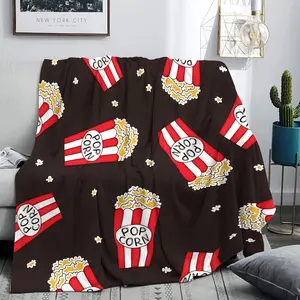 Flannel Digital Printed Blanket with Puff Candy Pattern, Comfortable and Soft Small Throw Blanket, Suitable for Sofa, Air Conditioner, Outdoor, Multifunctional Leisure Blanket