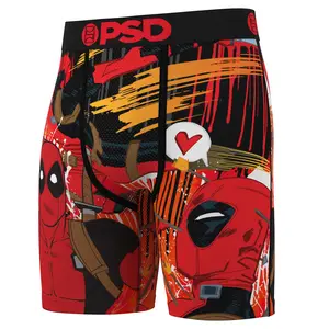 PSD Mens Deadpool - Drip Boxer Brief - Standard Length 7 Inch Inseam, Soft and Breathable Poly Blend Fabric