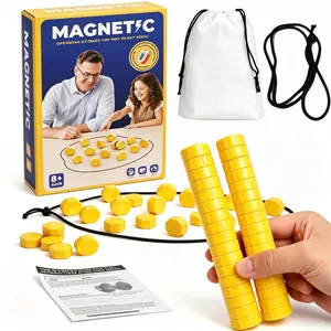 Magnetic Chess Game with Full-Size Stones, for Family & Party & Travel & Camping, Puzzle Strategy Games, 2 Player Games for Kids & Adults - Includes 1 Rope, 20 Magnets, and Instructions