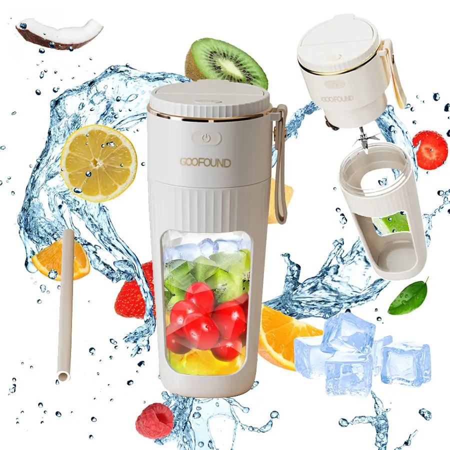 GOOFOUND portable blender 3000mah ultra-long life 15 seconds juice 10-leaf cyclone blade 11.5oz large capacity can chop crush ice Wireless juicer mini  juicing cup  portable juice extractor
