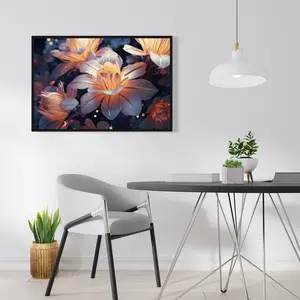 Pictorem C1FC24366JHPSX 24x36 in. Blue Framed Pixie Flowers Wall Art - Art Wall Decor, Artwork for Bedroom, Floral Posters & Prints, Home Decor Supply, Ideal Gift for Room Decoration