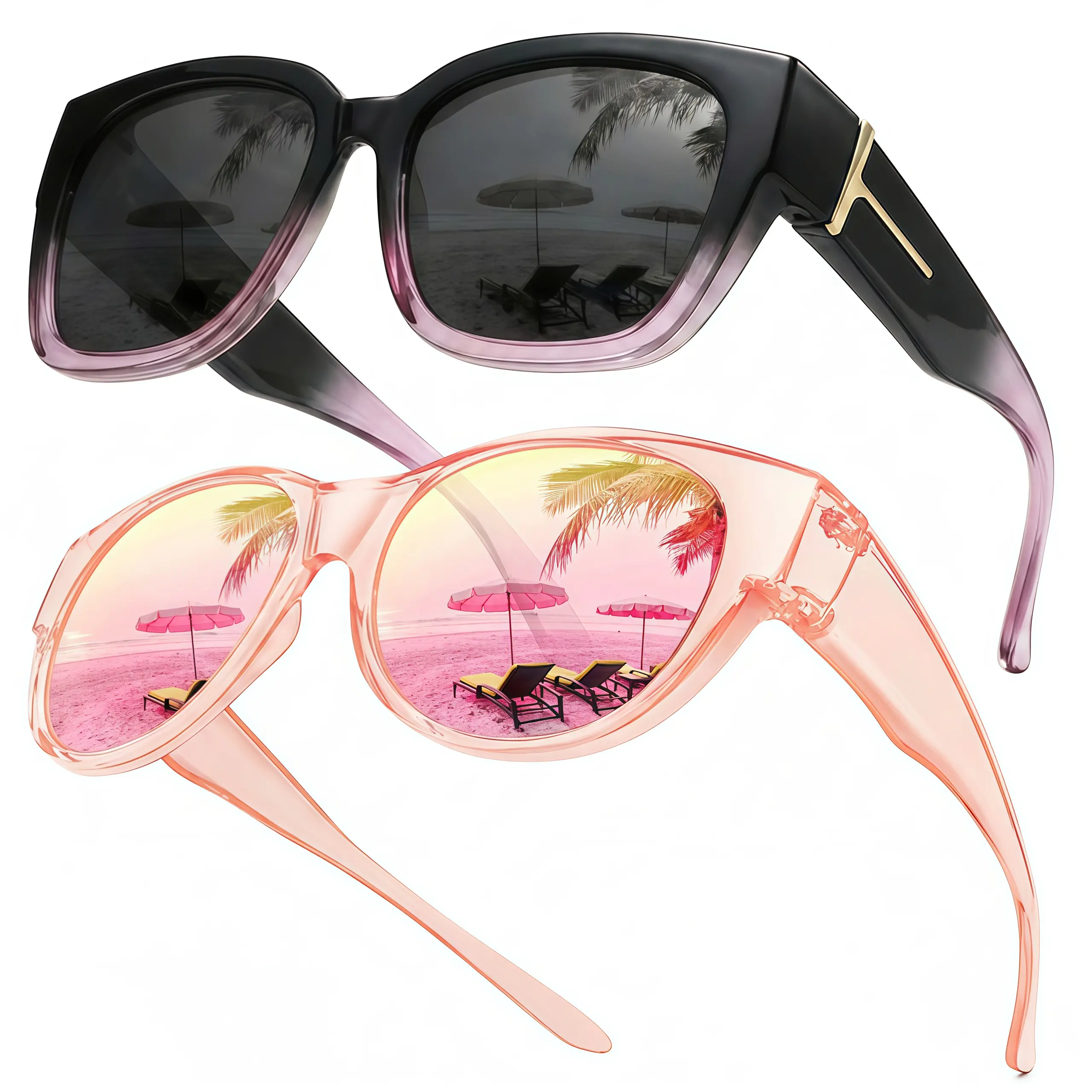 EUNOIALENS Women's Oversized Square Sunglasses, PC Wrap-Around Fit-Over for Glasses, Polarized UV400 Lenses for Driving,summer outifit,travel essentials, Sunglasses For Women, Polycarbonate