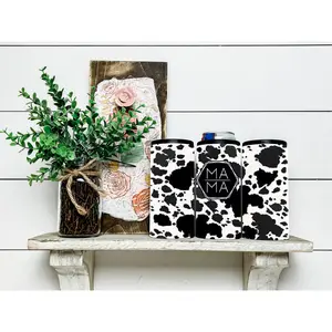 Cow Print Mama  Skinny Koozie Can Cooler