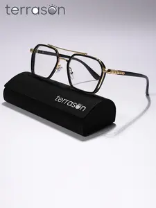High-End Eyeglass Case & Cloth, New Fashion Flat Lens Glasses Frame for Men Women, Trendy Photography Decoration, Unisex Eyewear Accessories, Glasses Holder