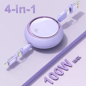 Four-In-One Fast Charging Data Cable, Type-C to Type-C, Compatible with Samsung, iPhone, Macbook/iPad, Xiaomi, Etc