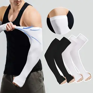 [2 Pairs] UV Protection Cooling Arm Sleeves, Ice Silk Arm Sleeves with Thumb Holes, Sports Arm Sleeves for Outdoor Protective Sports, Suitable for Fishing, Golf, Gym Accessories, Home Gym Equipment Matching, Compression Sleeves, Arm Guard