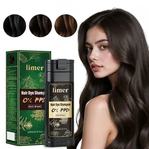 Limer 6-in-1 PPD-Free Hair Dye Shampoo,  Ammonia-Free, Gray Coverage, Herbal Ingredients, Natural Hair Health, Easy Application