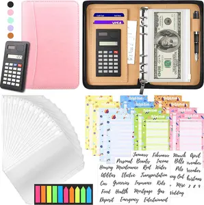 Budget Binder with Zipper Envelopes, Cash Envelopes for Budgeting, A6 PU Leather Budget Planner 2026 with Cash Envelopes Calculator, Bill Money Organizer for Cash Saving Budget System Wallet