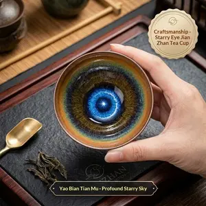 Handcrafted Glazed Jianzhan Tea Cup — Master Cup for Gongfu Tea — Fine Ceramics — Single Tasting Cup