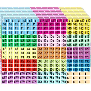 2025Pcs 1/2" X 3/4" Rectangle Preprinted Price Stickers, Garage Yard Sale Price Labels for Flea Markets Retail Use