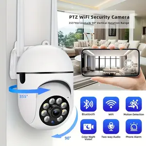 【JOOAN 1080P FHD BT/WiFi Connection Smart Security Camera】360° PTZ Panorama HD, Color Night Vision, Motion Detection, Two-Way Audio, 2.4G WiFi, SD Card/Cloud Storage (Optional)