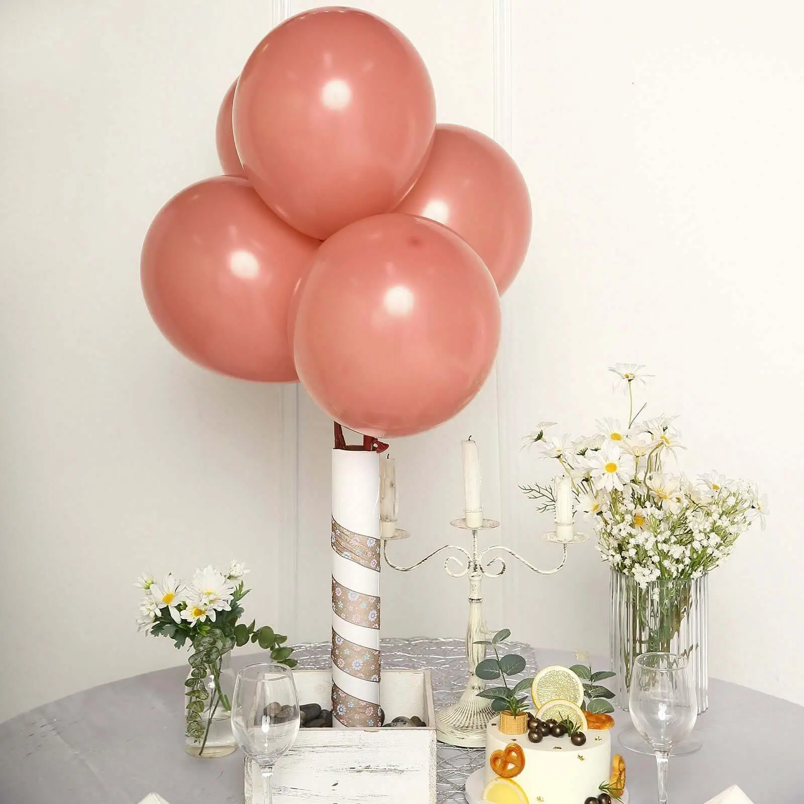 12-Inch Dusty Rose Matte Pastel Latex Balloons, 25-Pack, Helium/Air Compatible for Baby Shower, Wedding - Hanging Decor, Balloon Decor, Festive Party Supplies