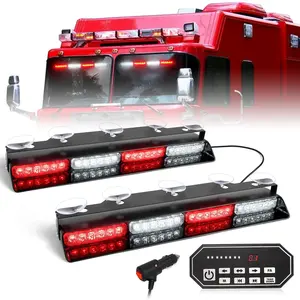 604N Emergency Dash Strobe Lights: 2x16.8 inch Red White Security Light w/Take Down, 48 LED Safety Flashing Warning Hazard Interior Windshield Light Bar for Trucks Vehicles