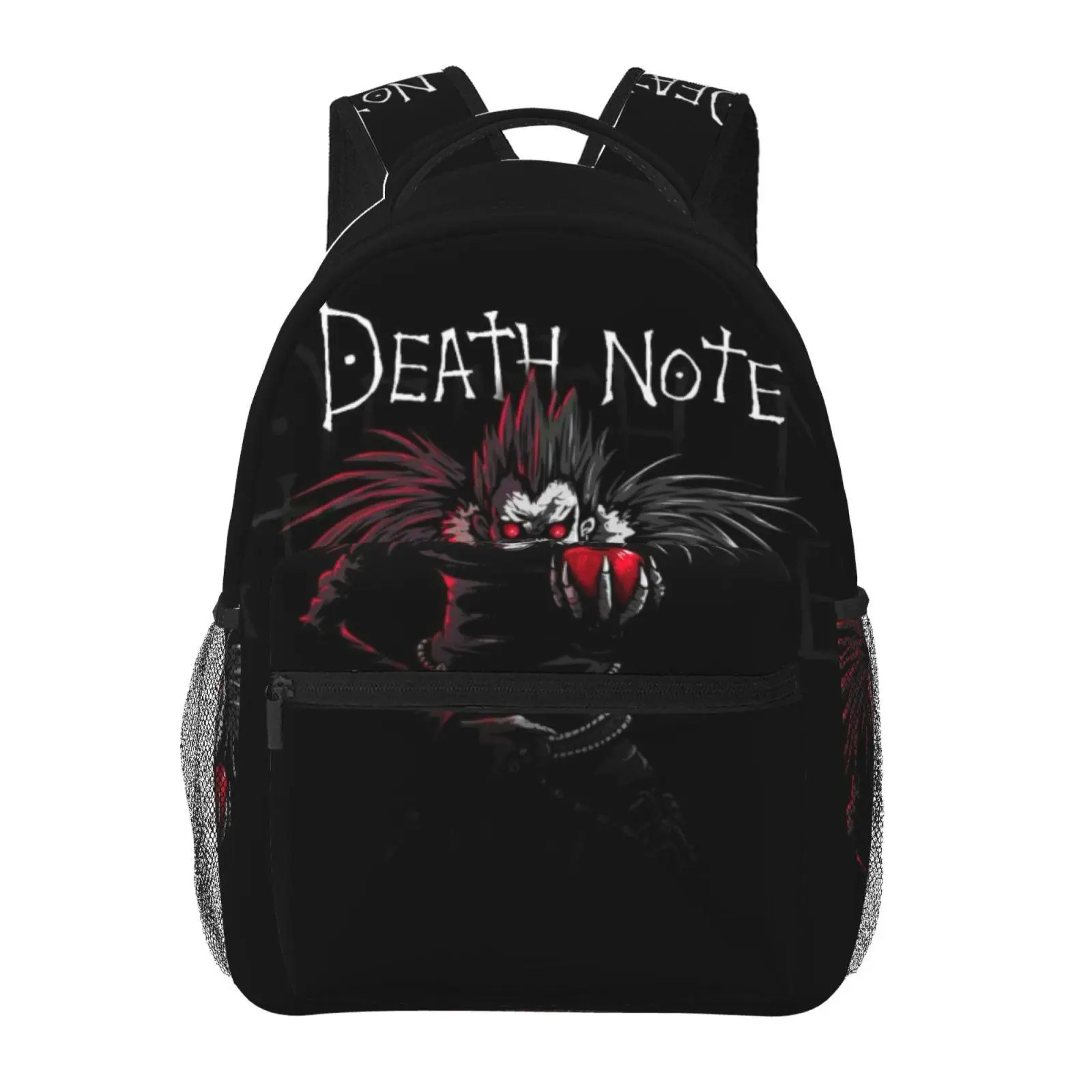 Cute Death Note backpacks for school—large-capacity laptop daypacks with exquisite prints, durable casual bookbags for campus daily commutes; a gift for teen students.