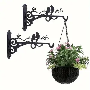 Metal Plant Bracket with Bird Silhouette, Wall Mounted Hook for Hanging Baskets, Lanterns, Indoor/Outdoor Garden Decor, Garden Accessories, Garden Space