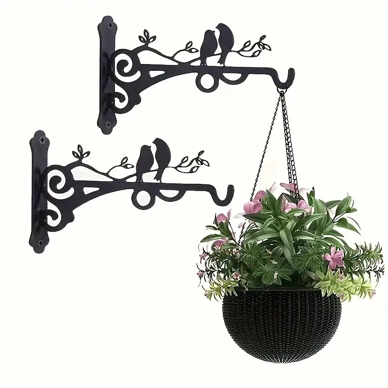Metal Plant Bracket with Bird Silhouette, Wall Mounted Hook for Hanging Baskets, Lanterns, Indoor/Outdoor Garden Decor, Garden Accessories, Garden Space