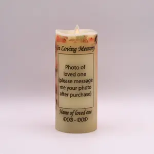 Memorial candle, flameless real wax battery operated candle, funeral centerpiece, gift for passed loved one