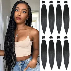 1B Pre Stretched Braiding Hair 30 Inch 8 Packs Professional Braiding Hair Extensions Synthetic Crochet Twist Braids