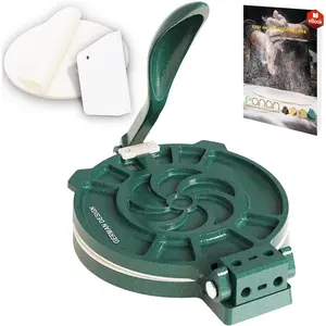 Tortilla Press with Adjustable Thickness Control 8 inch Mexican Tortillera Presser Made with Precision from Special Alu Alloy - Metal Pataconera with 50  Paper, Dough  and Recipes eBook