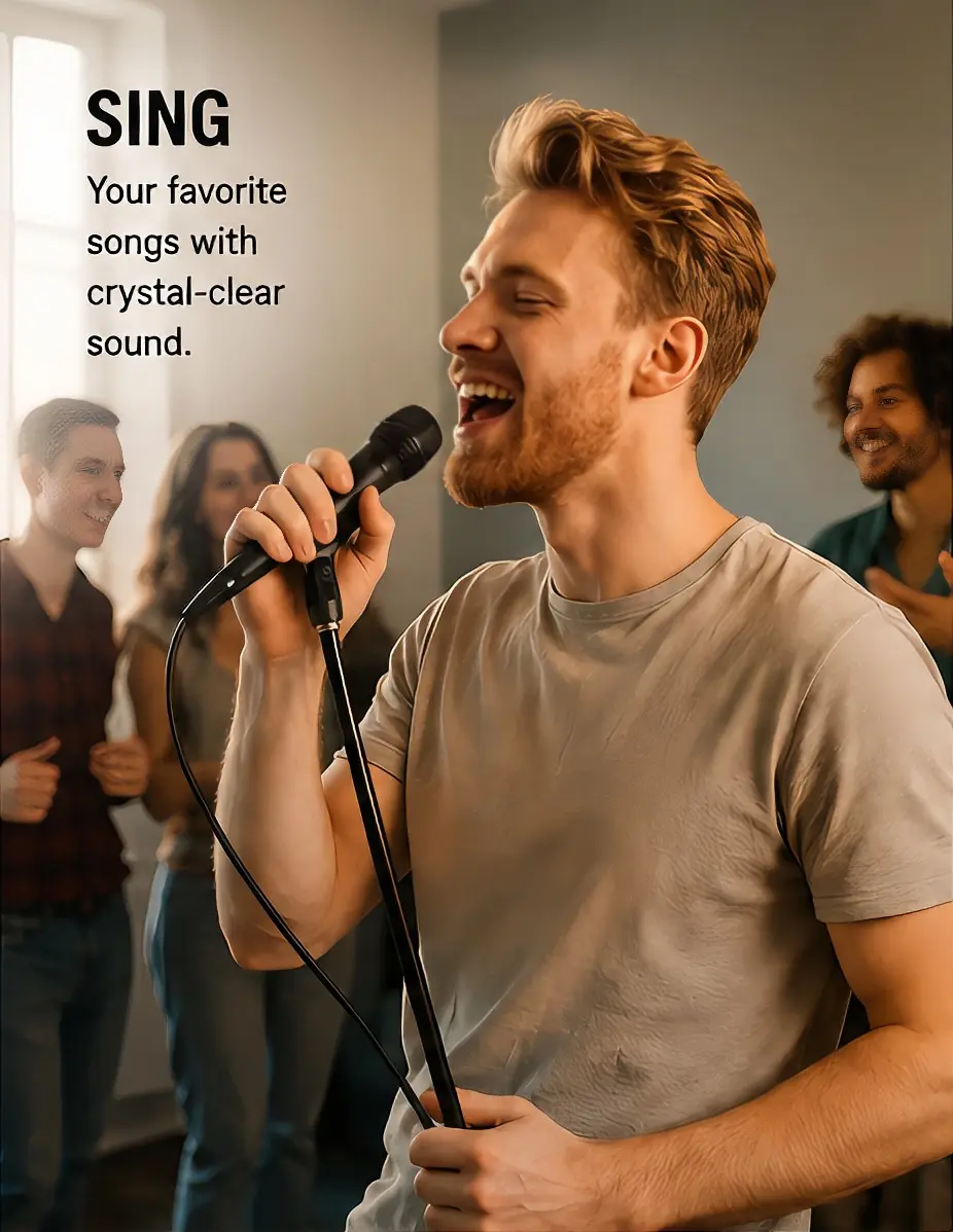 Professional Dynamic Wired Handheld Microphone, 6.35mm (1/4") Connector, 10ft (3m) Cable, On/Off Switch, Compatible with Speakers, Mixers, Amplifiers